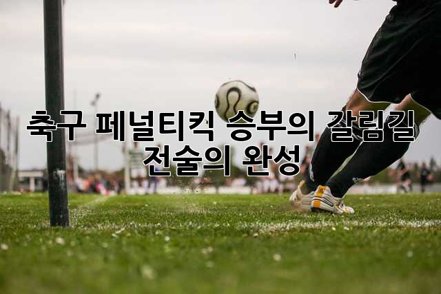 축구 페널티킥: 승부의 갈림길, 전술의 완성