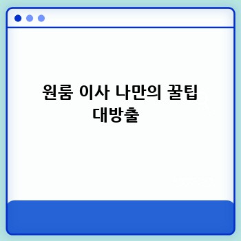  원룸 이사 나만의 꿀팁 대방출 